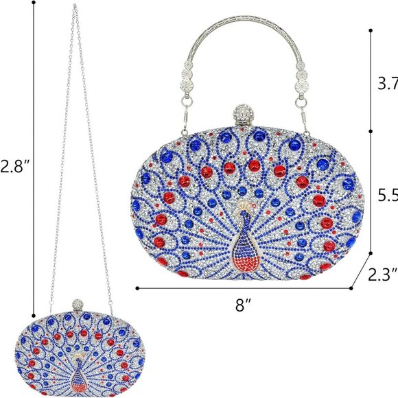 Rhinestone Clutch Purses for Women Evening Wedding Formal - Round Pearl Clasp Ha - Picture 3 of 7